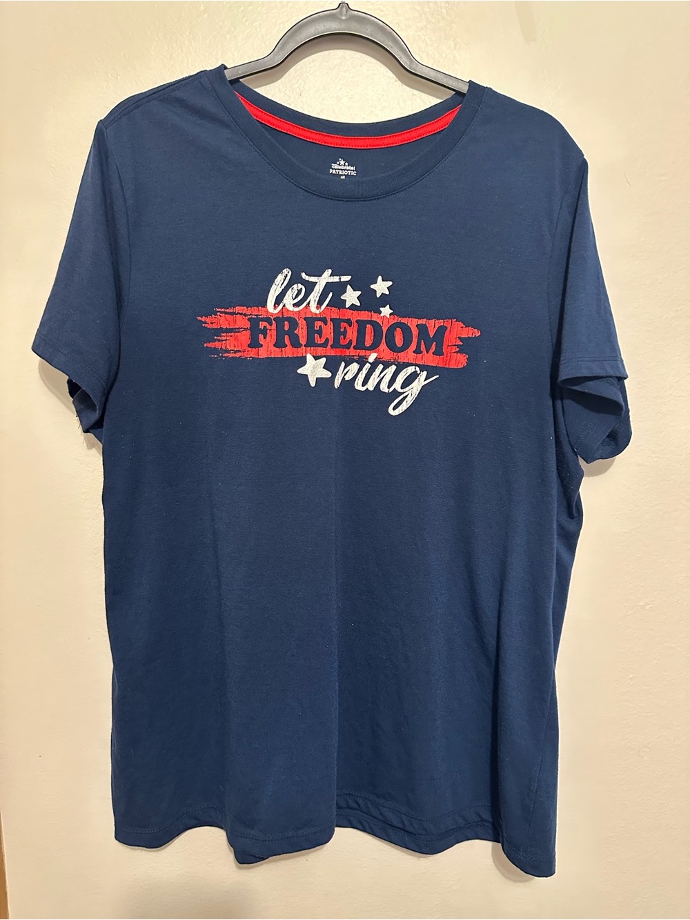 Way To Celebrate Patriotic Women Size 2X Let Freedom Ring Blue T-Shirt